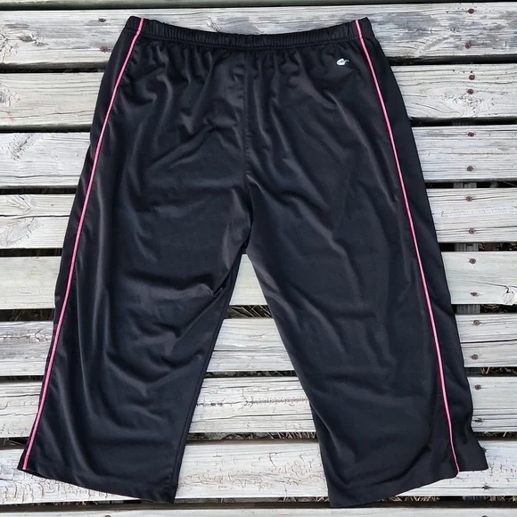 Adidas Black Pink Climalite Large Capri Pants Soft Stretchy Loose Pockets - Picture 5 of 7